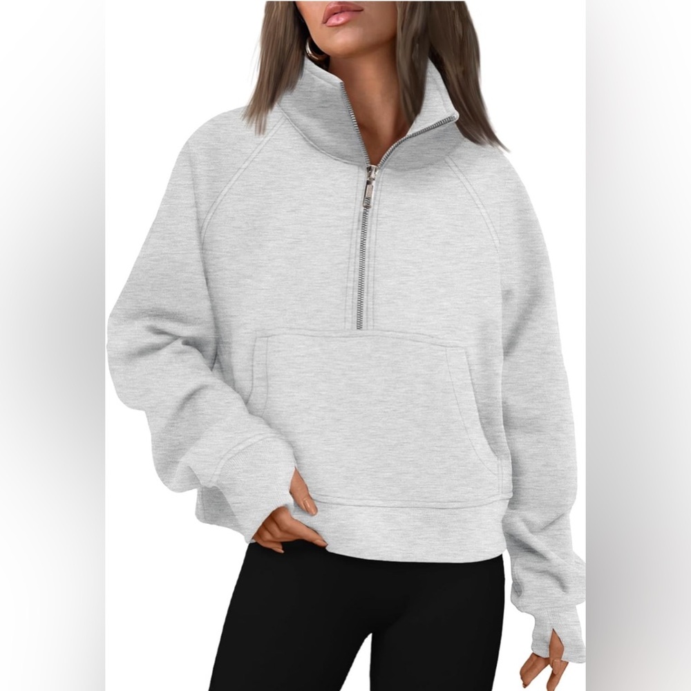 SIZE S GREY HALF ZIP SWEATSHIRT W HOOD